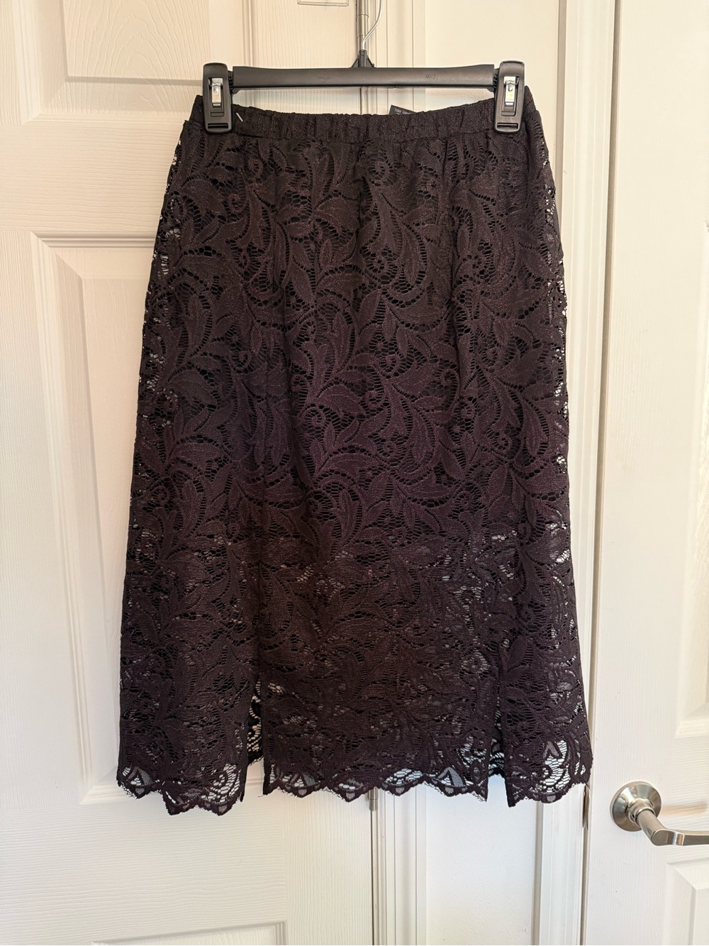 Fire Los Angeles Dark Brown Floral Lace Midi Skirt